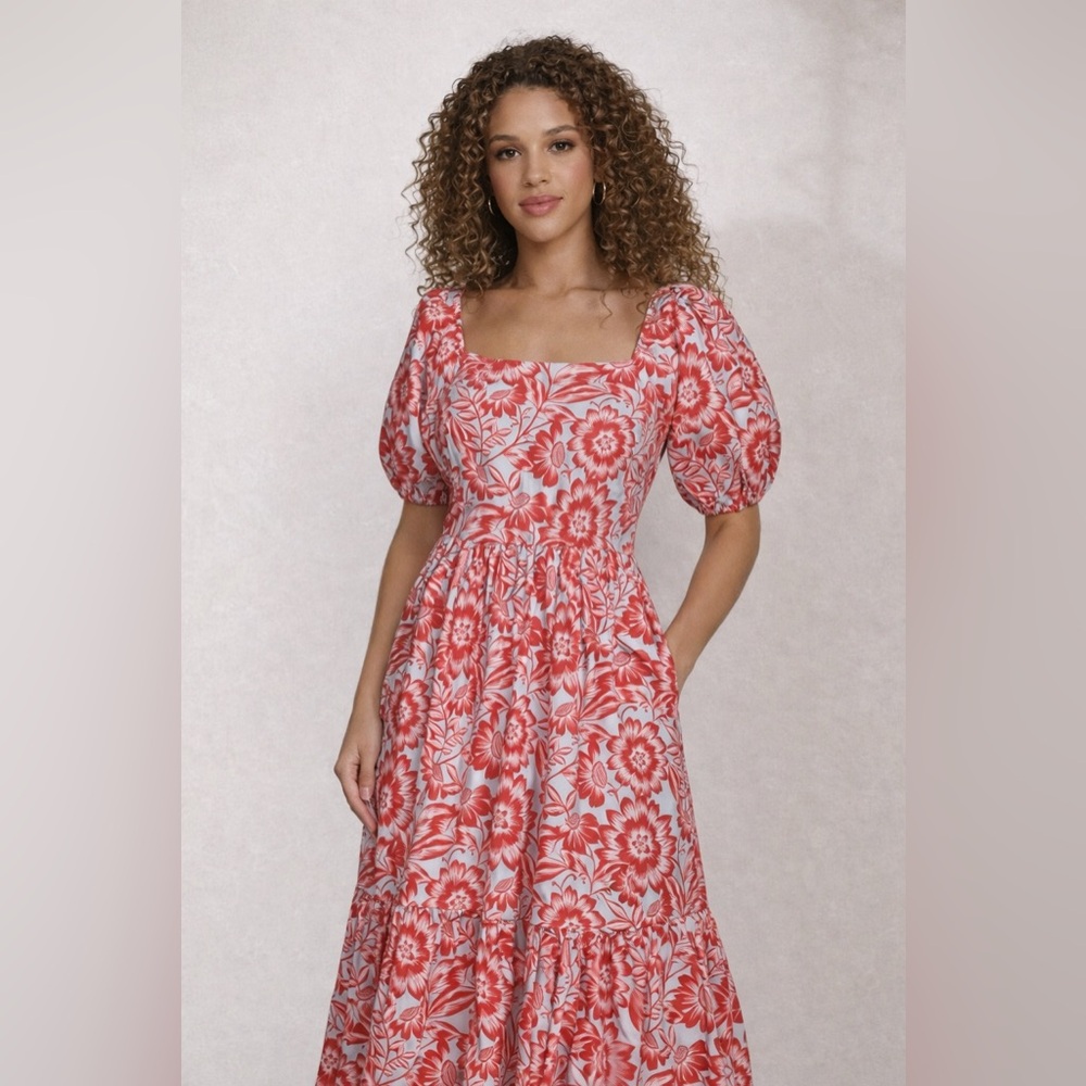 Floral Red Midi Dress